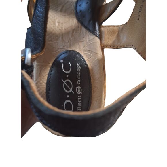 B.O.C. Born Women's size 8M Wedge Cork Heel Black Sandal Summer Boho Strappy - Picture 5 of 12